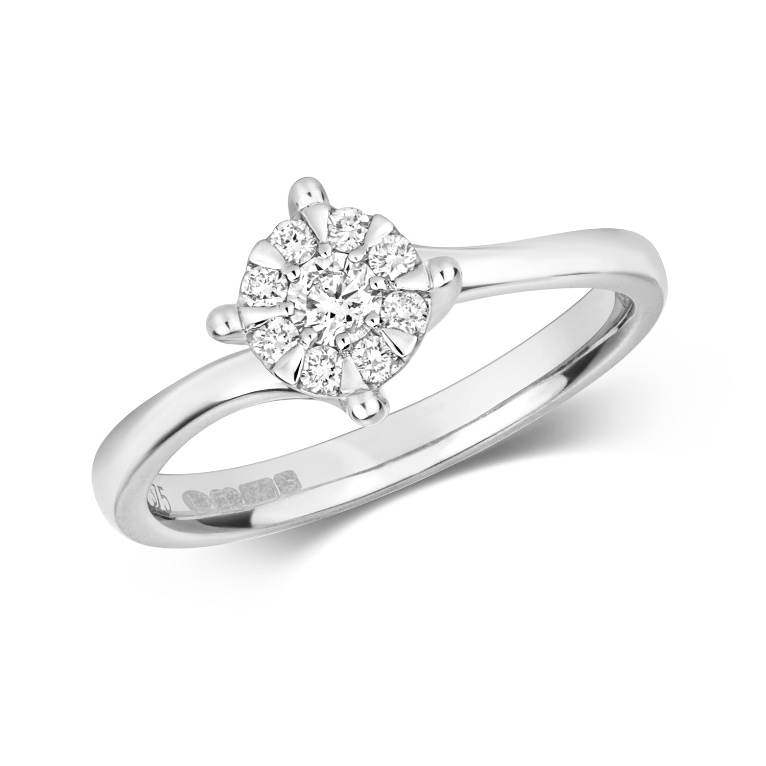 DIAMOND BRILLIANT SET CROSSOVER ENGAGEMENT RING IN 9CT WHITE GOLD