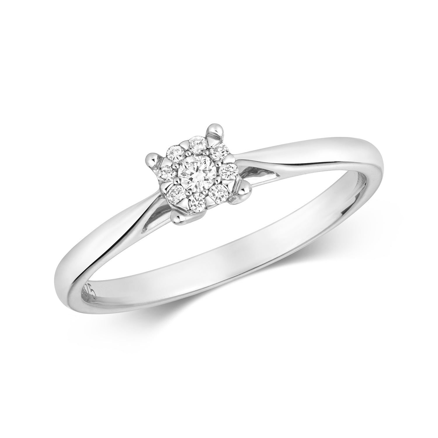 DIAMOND BRILLIANT SET ENGAGEMENT RING IN 9CT WHITE GOLD