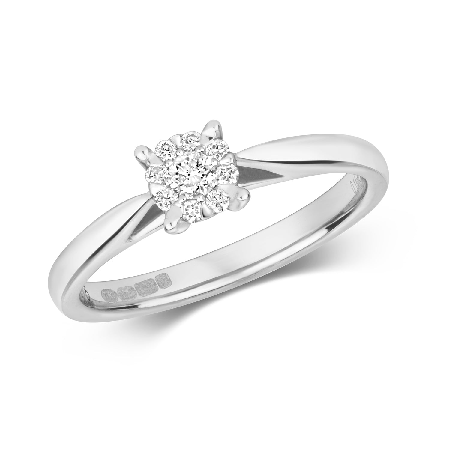 DIAMOND BRILLIANT SET ENGAGEMENT RING IN 9CT WHITE GOLD