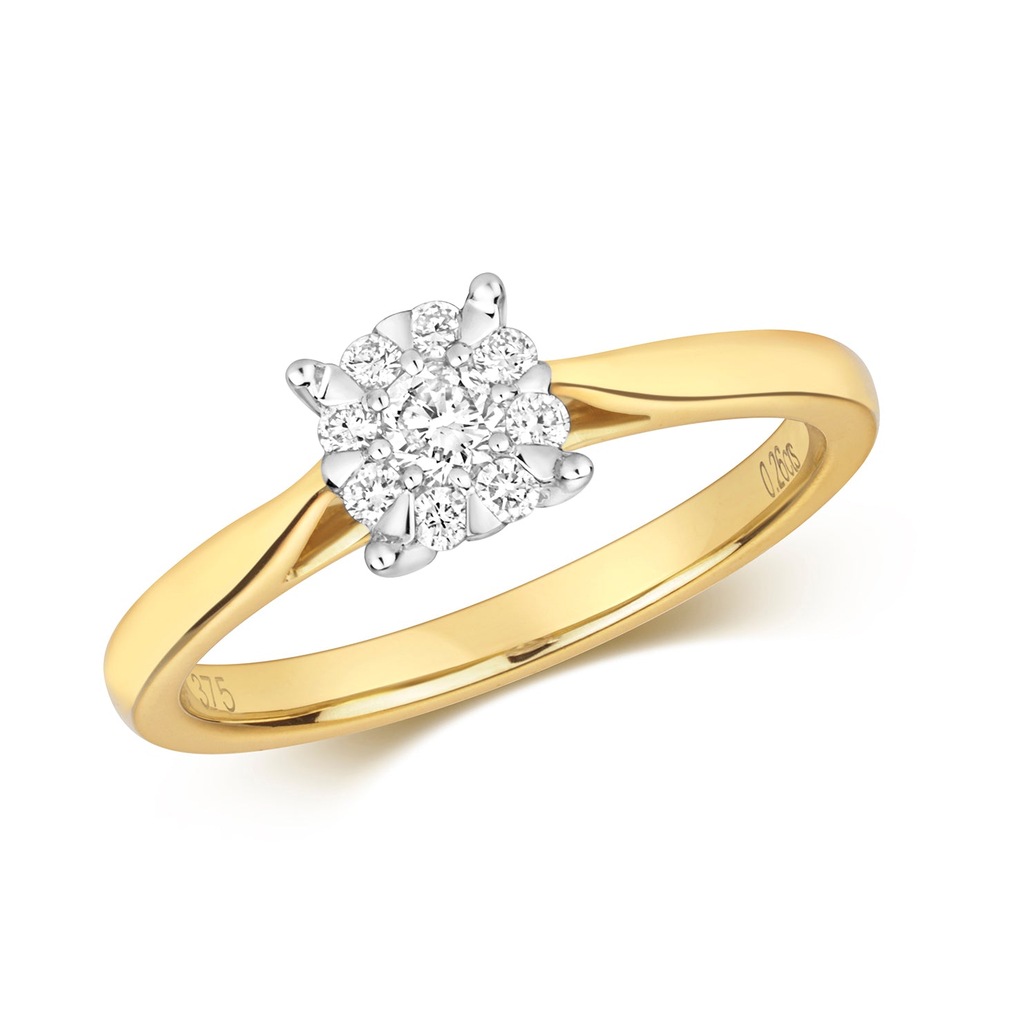 DIAMOND BRILLIANT SET ENGAGEMENT RING IN 9CT GOLD