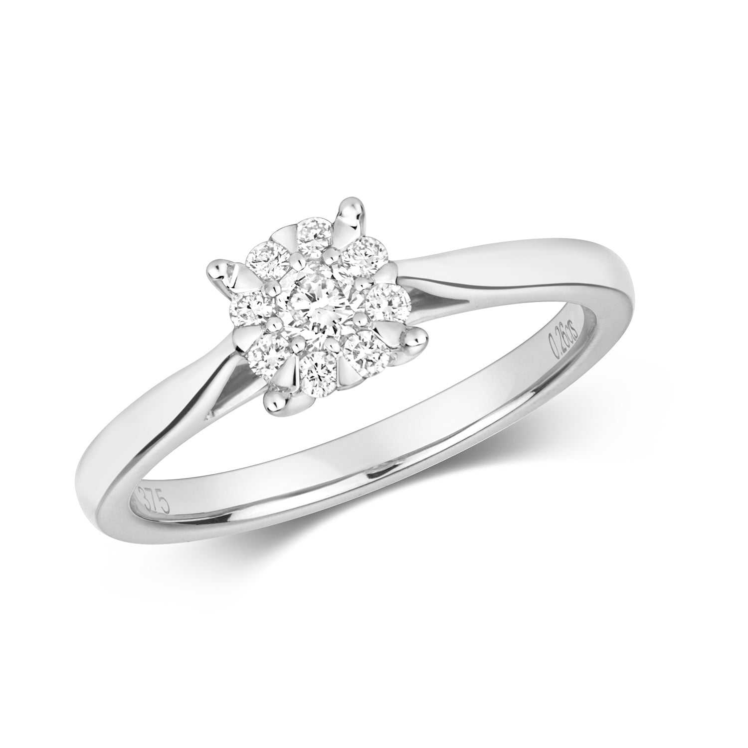 DIAMOND BRILLIANT SET ENGAGEMENT RING IN 9CT WHITE GOLD