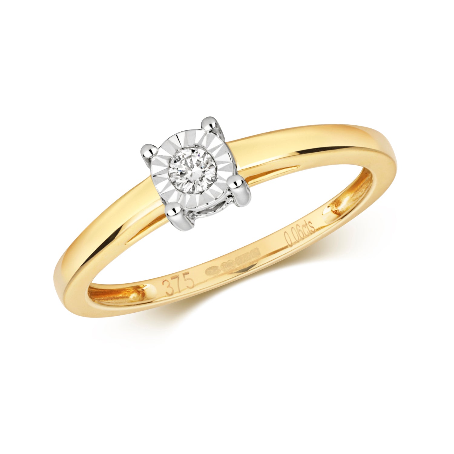 DIAMOND SOLITAIRE ILLUSION SET ENGAGEMENT RING IN 9CT GOLD