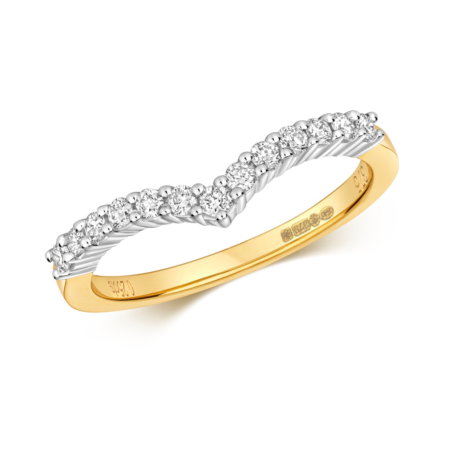 DIAMOND CLAW SET WISHBONE RING IN 9CT GOLD