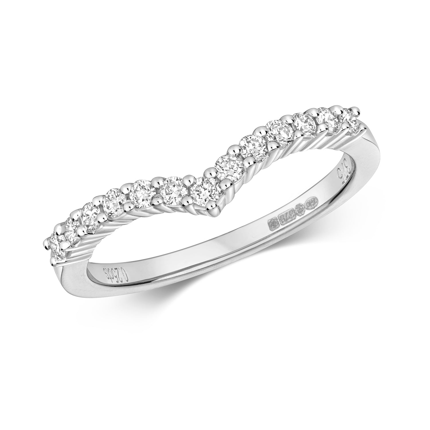 DIAMOND CHANEL SET WISHBONE RING IN 9CT WHITE GOLD