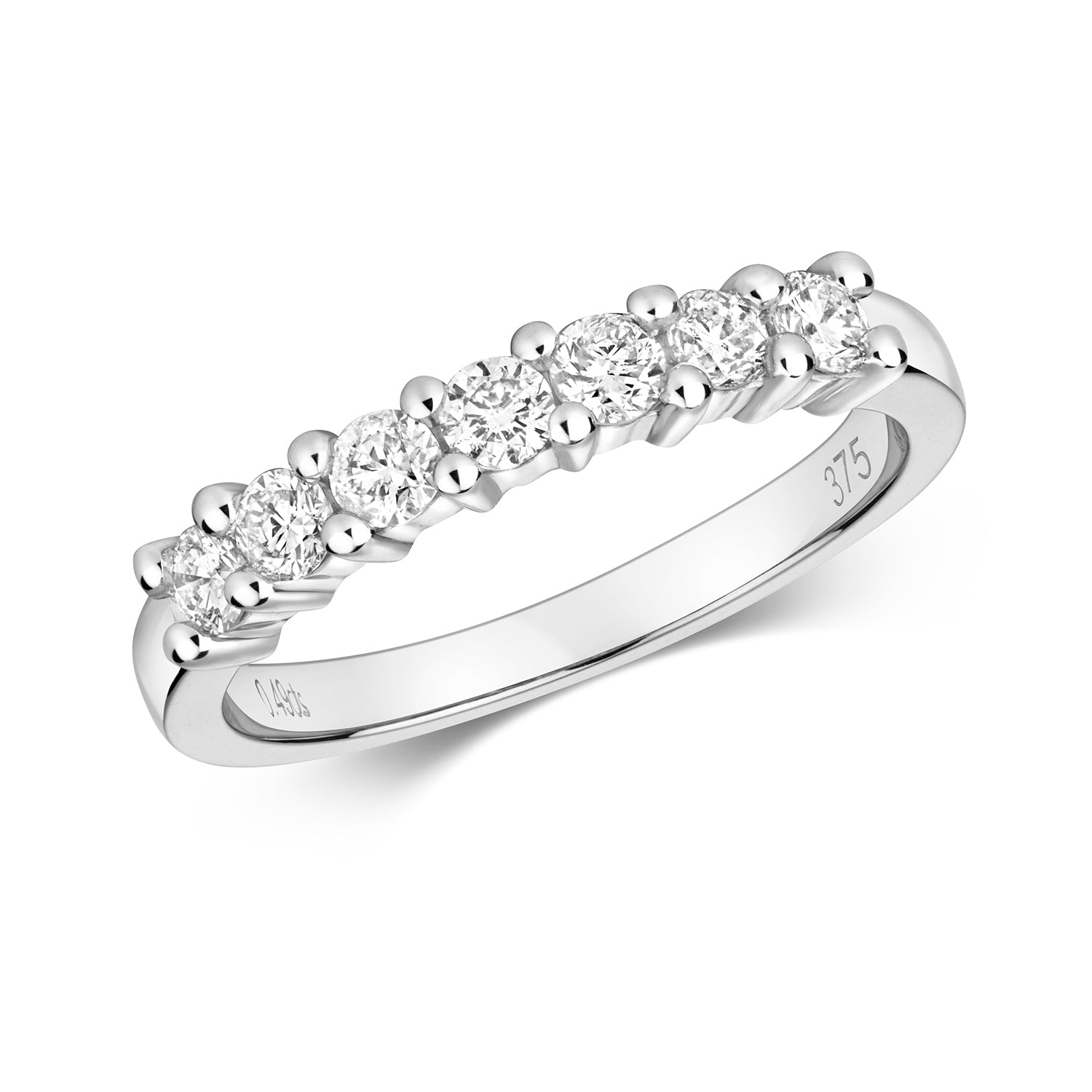 DIAMOND 7 STONE ETERNITY RING IN 9CT WHITE GOLD
