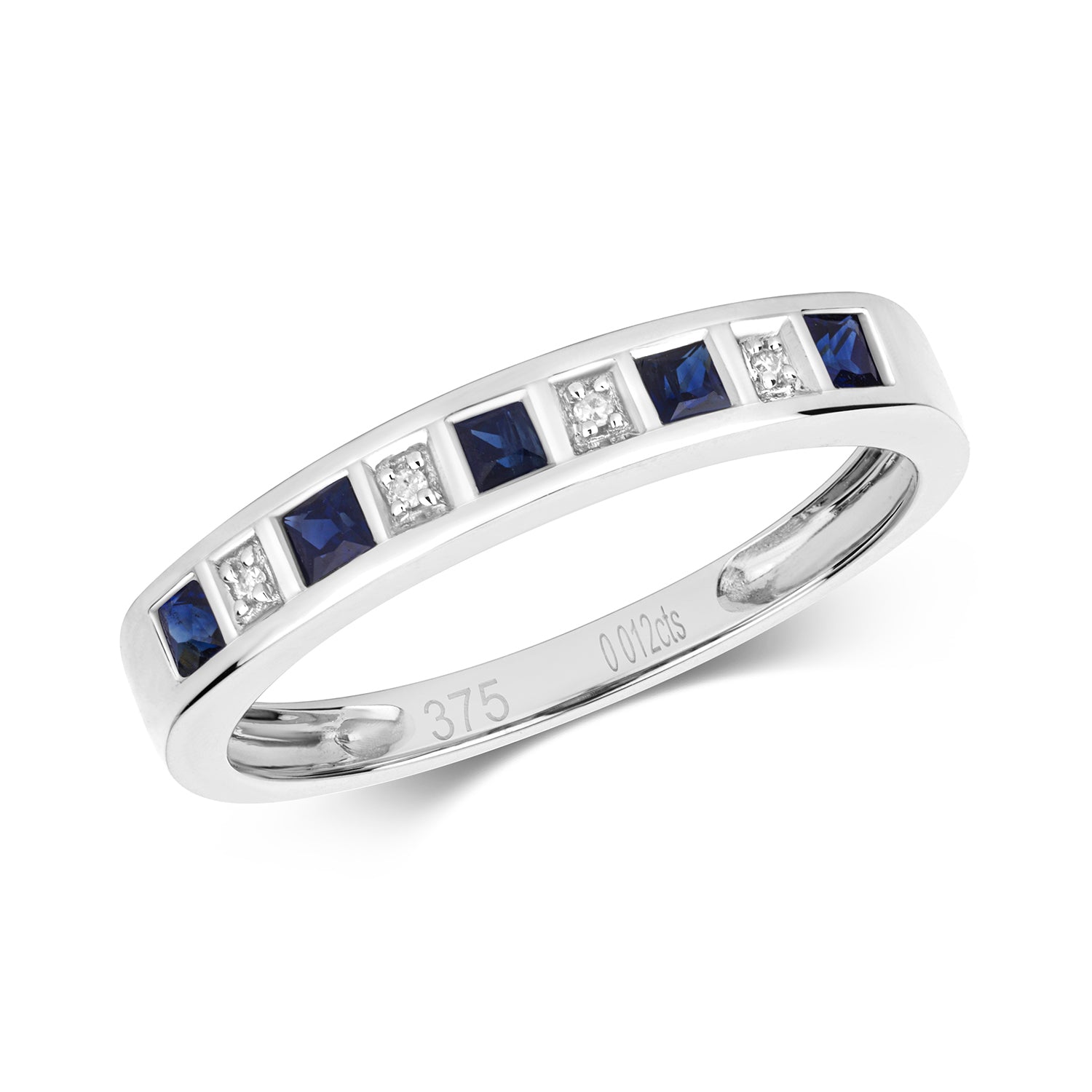 DIAMOND & SAPPHIRE ETERNITY RING IN 9CT WHITE GOLD