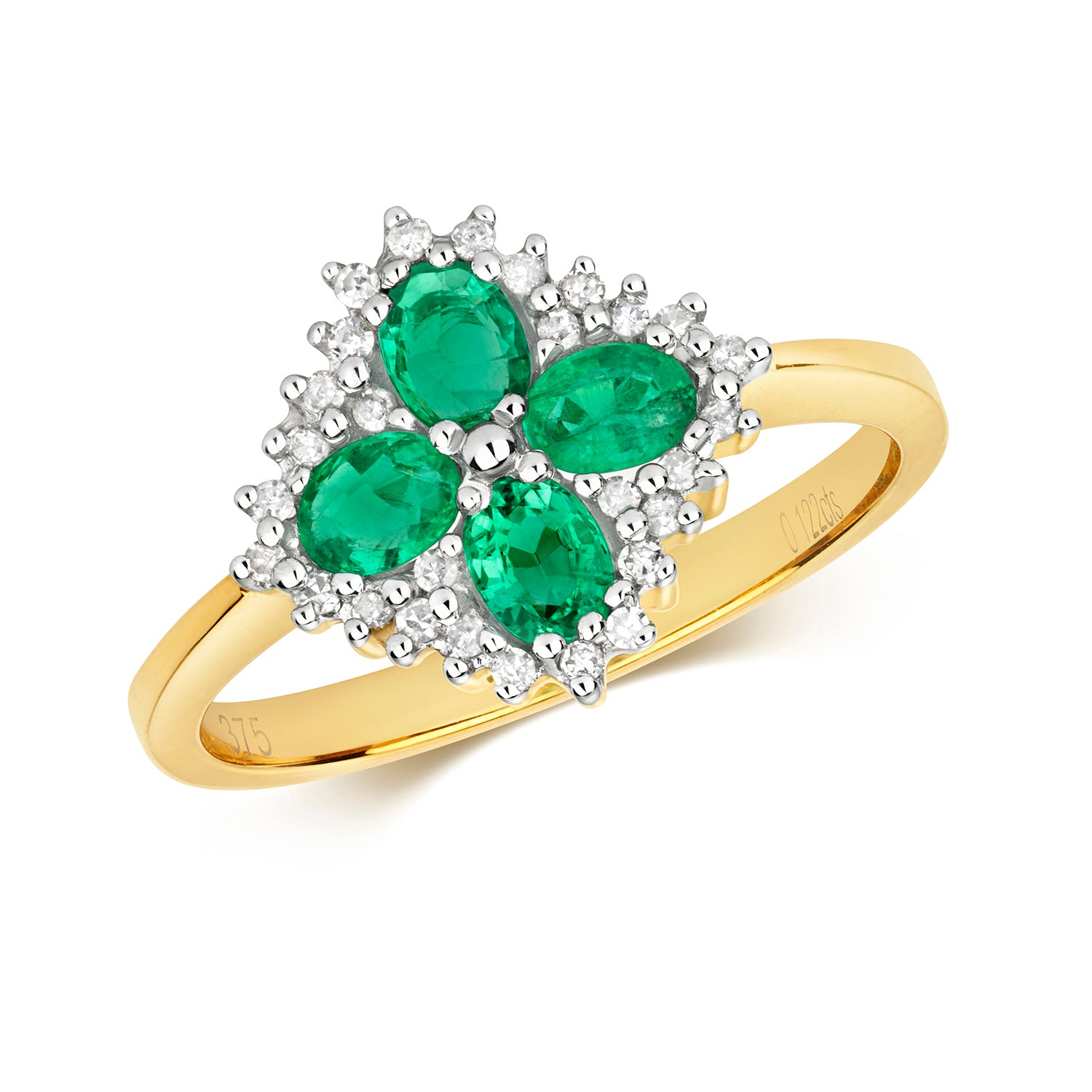 DIAMOND & EMERALD VINTAGE STYLE DRESS RING IN 9CT GOLD