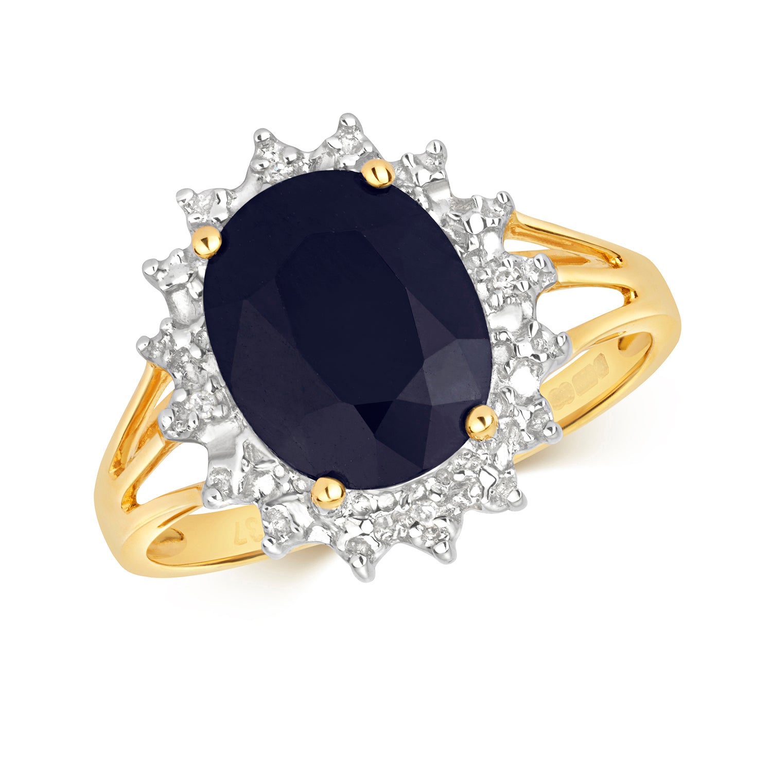 DIAMOND & SAPPHIRE CLUSTER RING IN 9CT GOLD