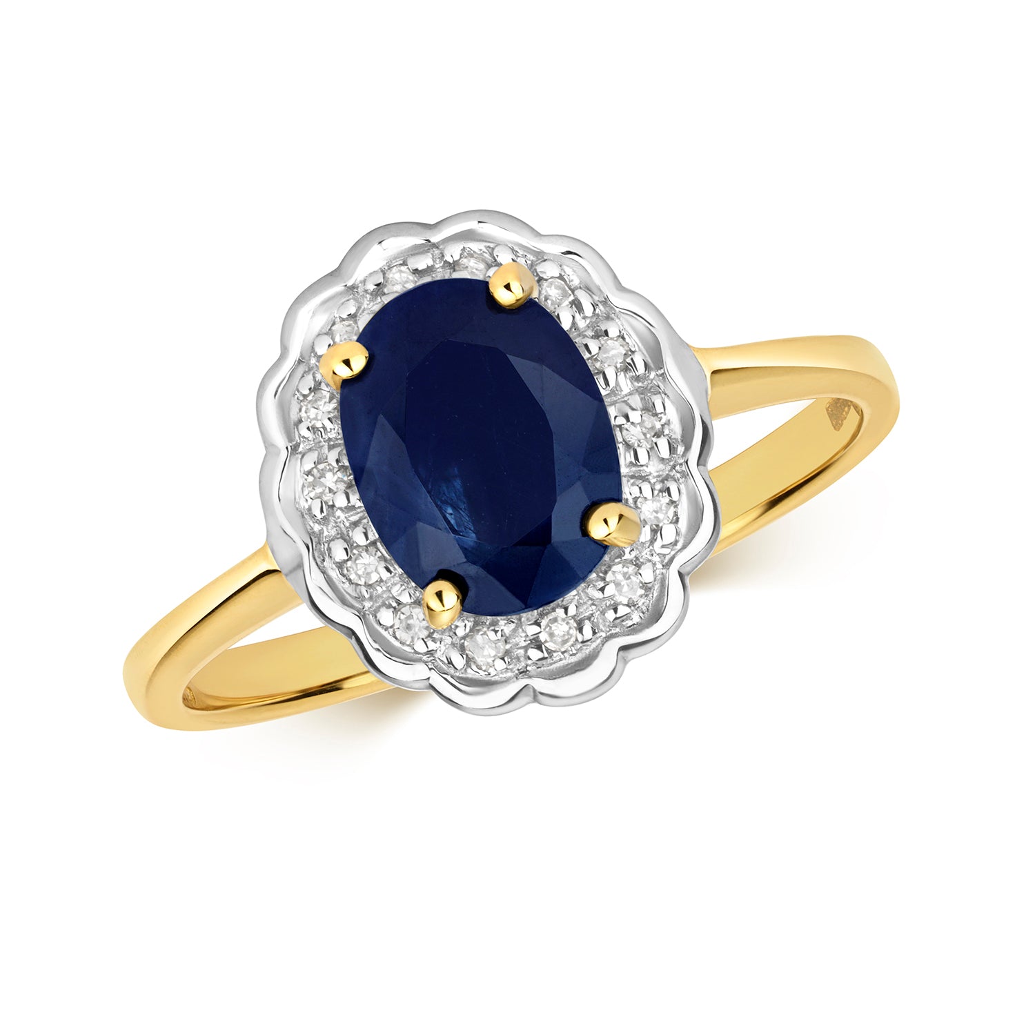 DIAMOND & SAPPHIRE VICTORIAN STYLE CLUSTER RING IN 9CT GOLD