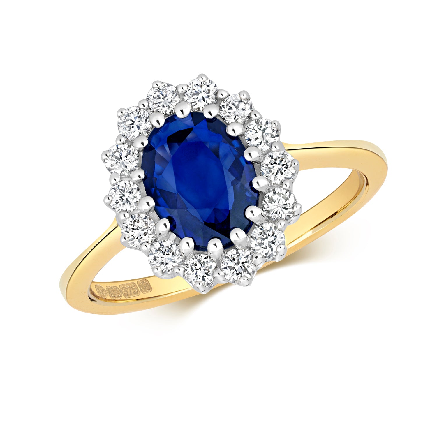 DIAMOND & SAPPHIRE LADY DIANA STYLE RING IN 9CT GOLD