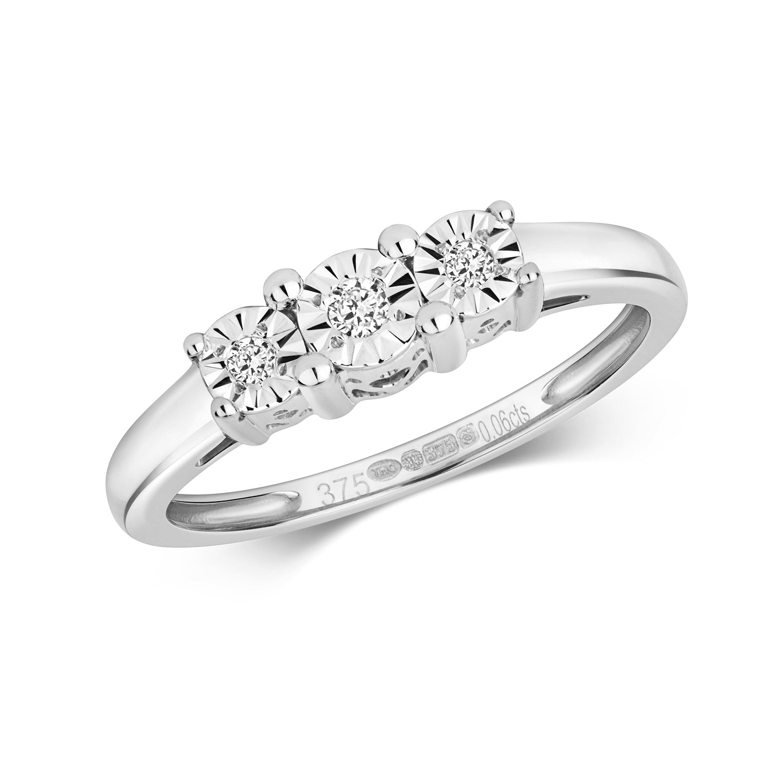DIAMOND ILLUSION SET TRILOGY RING IN 9CT WHITE GOLD
