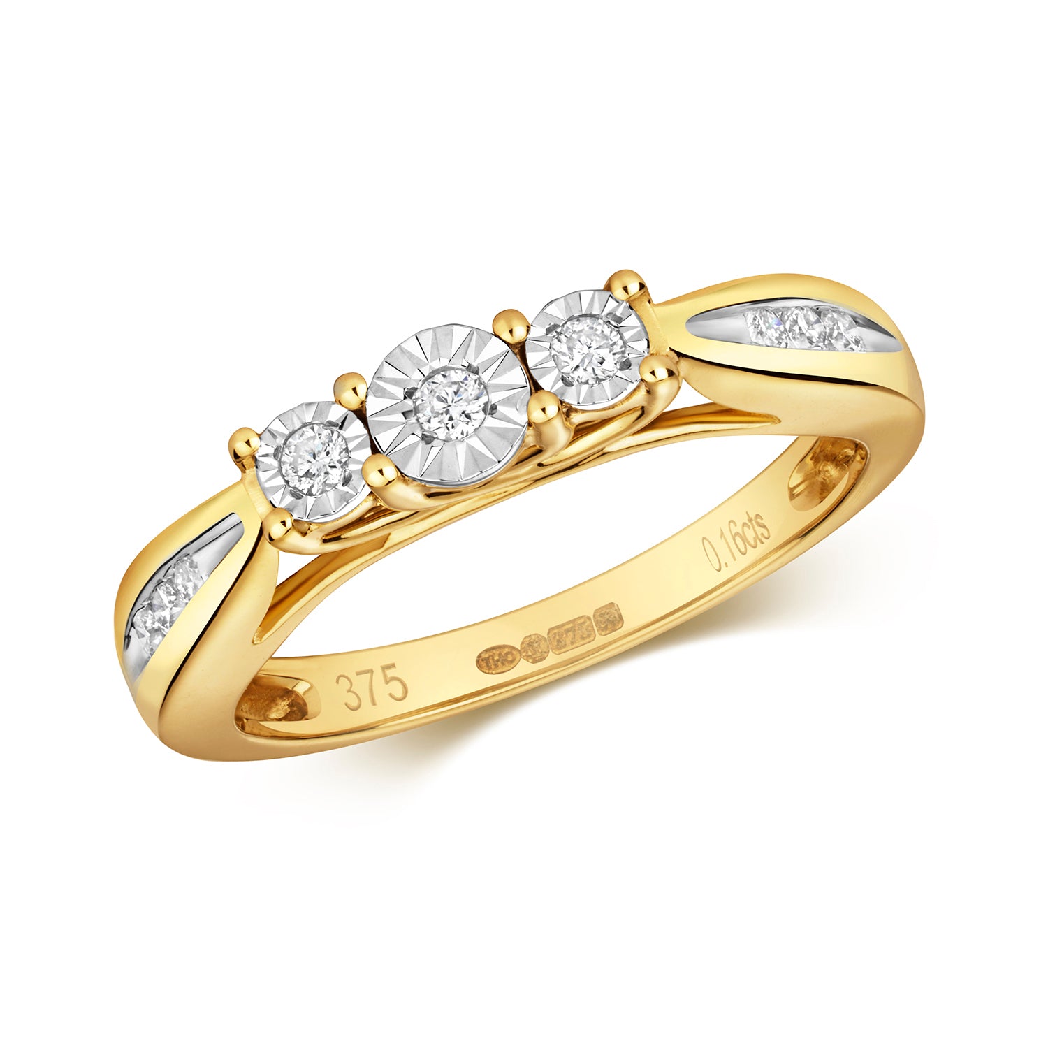 DIAMOND ILLUSION SET TRILOGY RING IN 9CT GOLD
