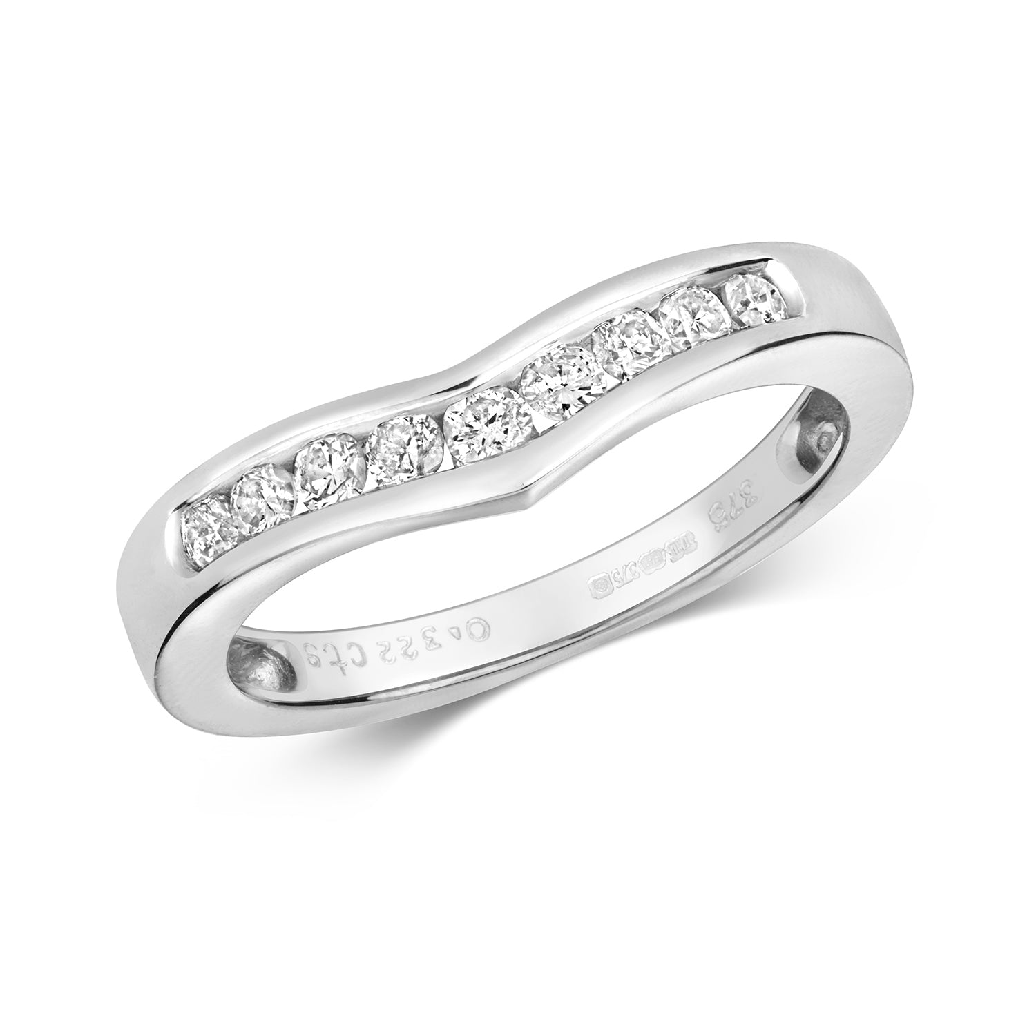 DIAMOND CHANEL SET WISHBONE RING IN 9CT WHITE GOLD