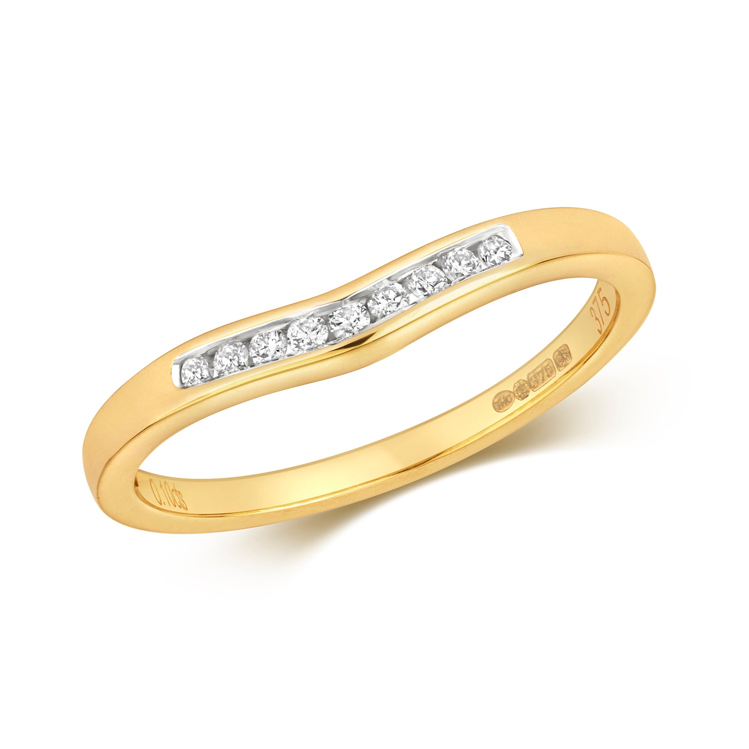 DIAMOND CHANNEL SET SOFT WISHBONE RING IN 9CT GOLD