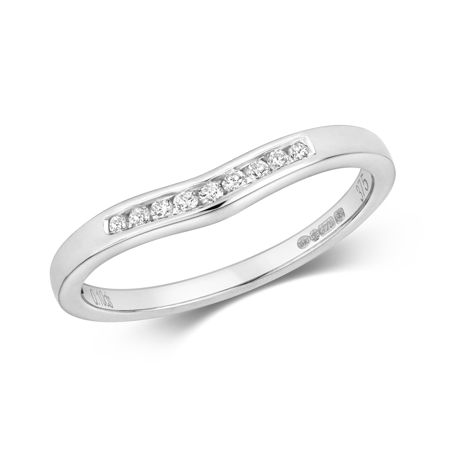 DIAMOND CHANNEL SET SOFT WISHBONE RING IN 9CT WHITE GOLD