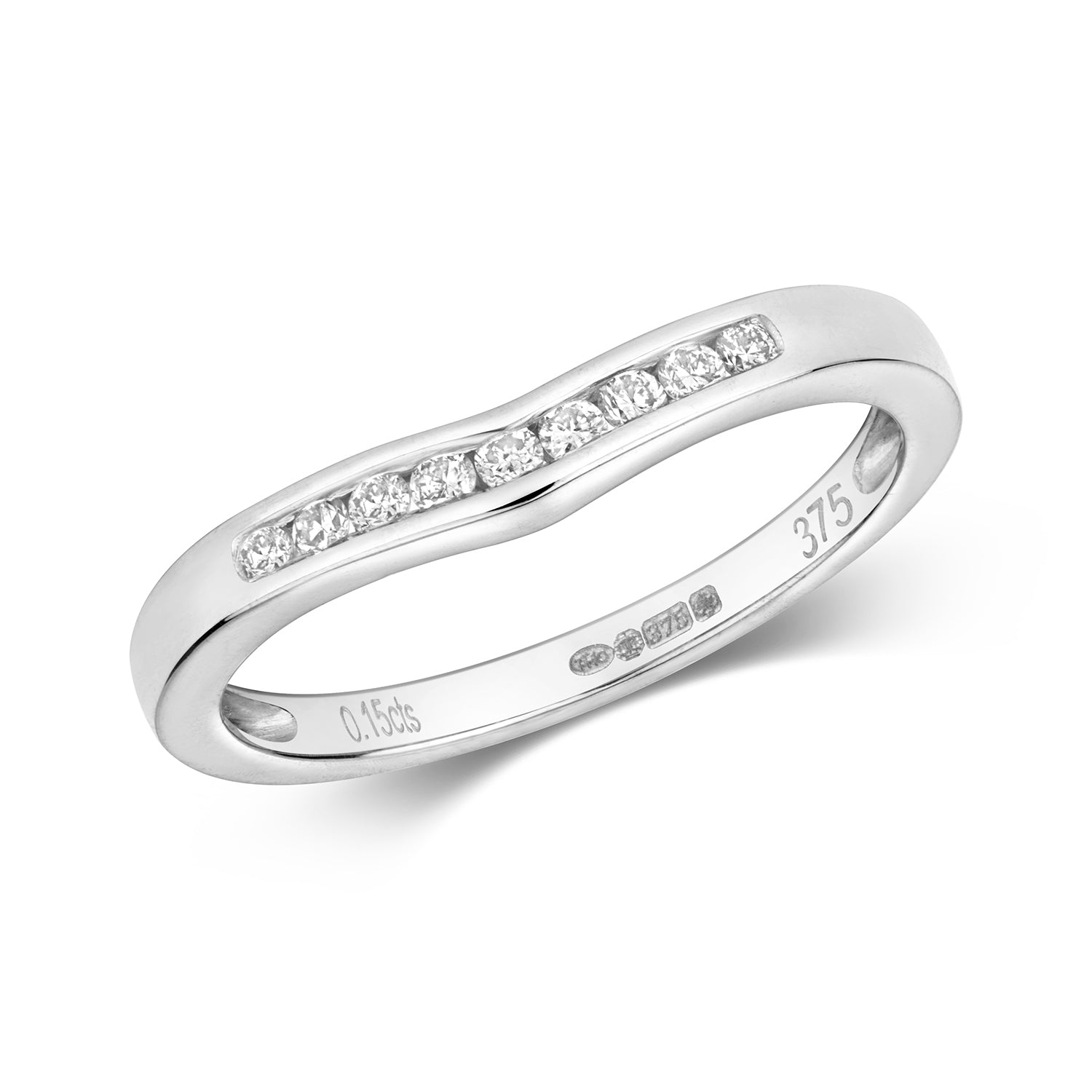 DIAMOND CHANNEL SET SOFT WISHBONE RING IN 9CT WHITE GOLD