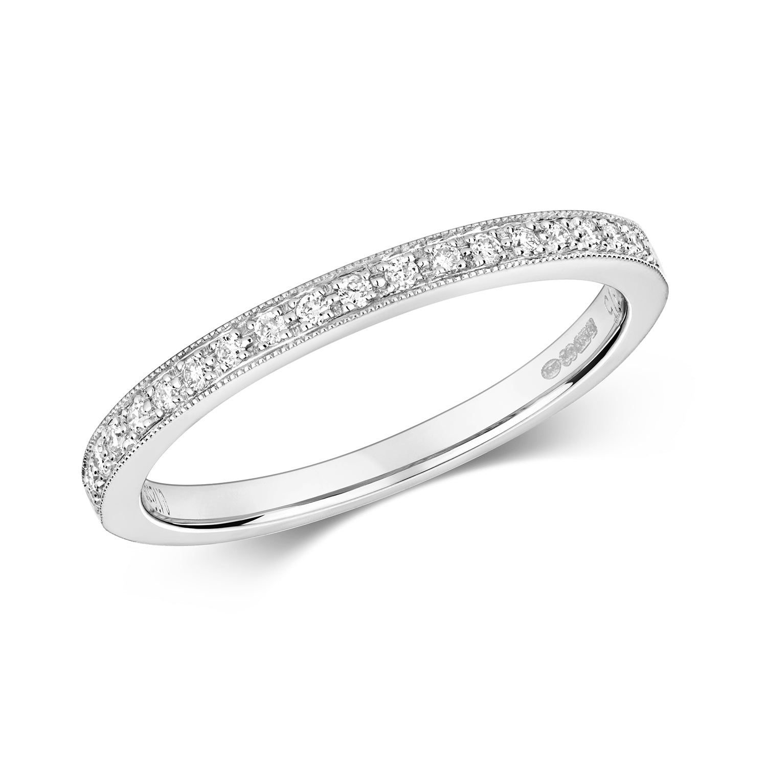 DIAMOND GRAIN SET HALF ETERNITY RING IN 9CT WHITE GOLD