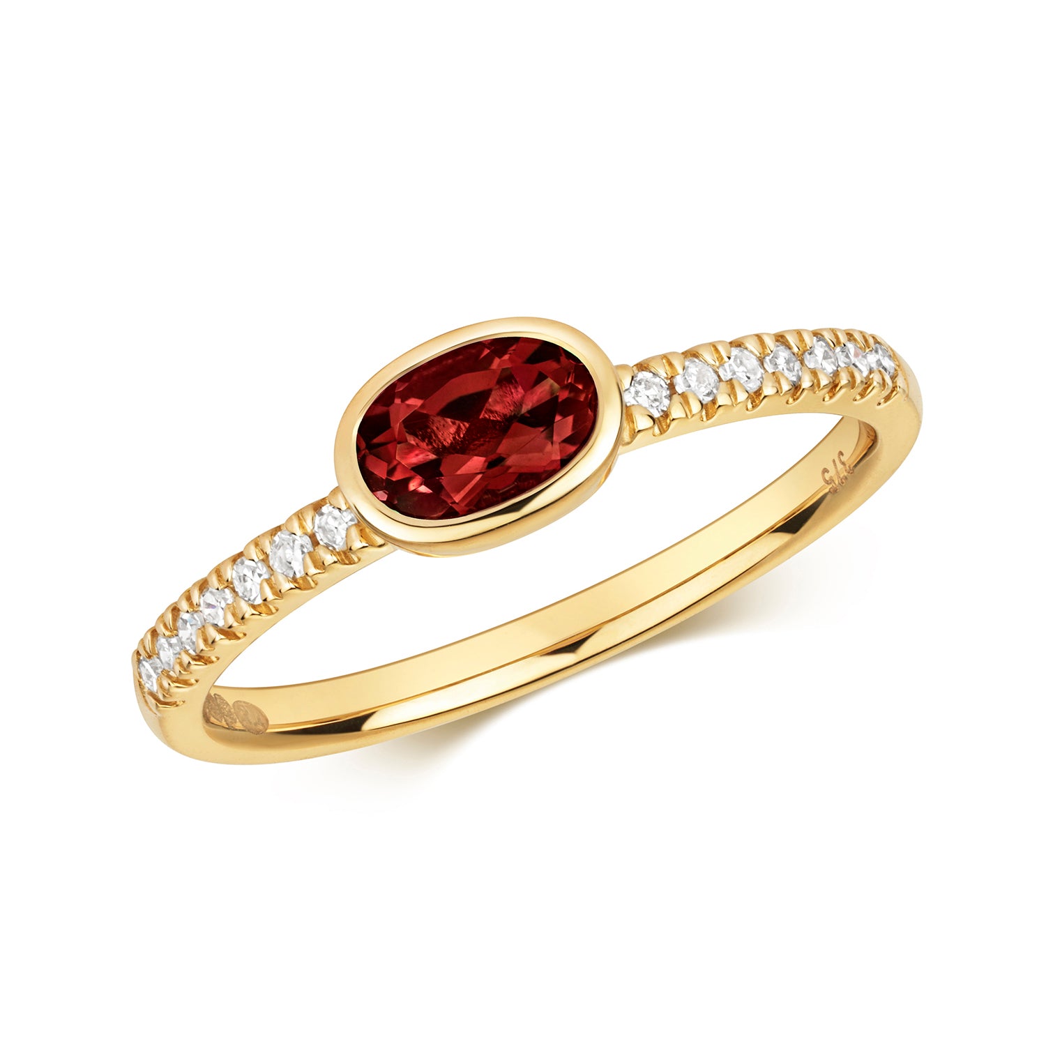 DIAMOND & GARNET RING IN 9CT GOLD