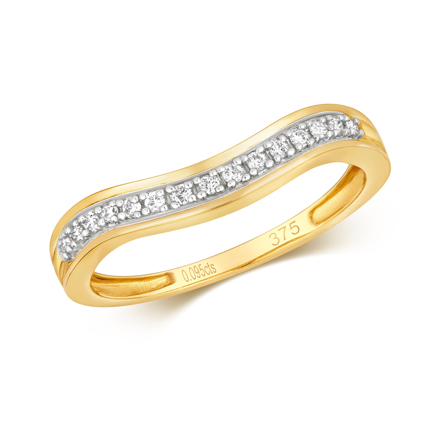 DIAMOND GRAIN SET CURVED WISHBONE RING IN 9CT GOLD