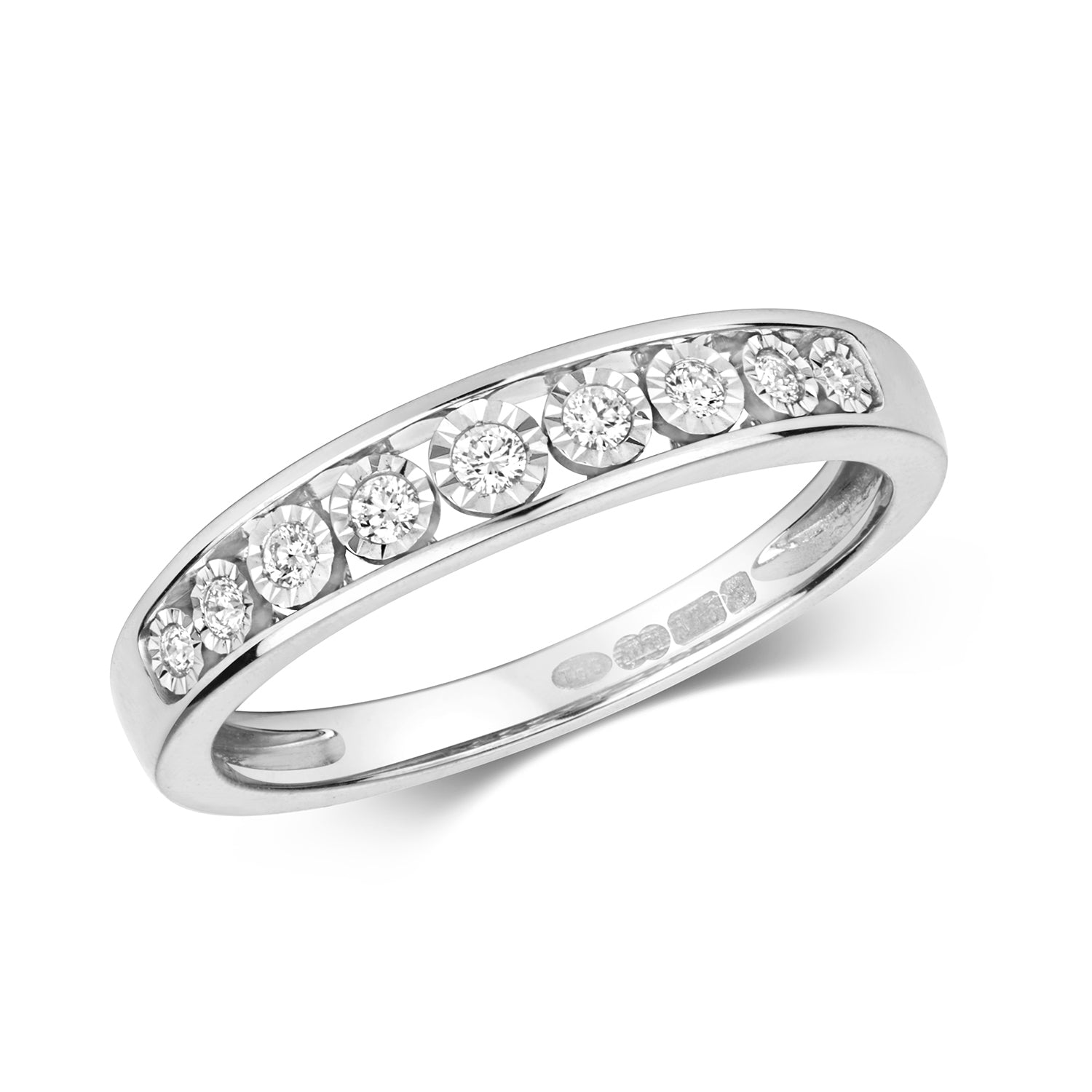 DIAMOND ILLUSION SET HALF ETERNITY RING IN 9CT WHITE GOLD