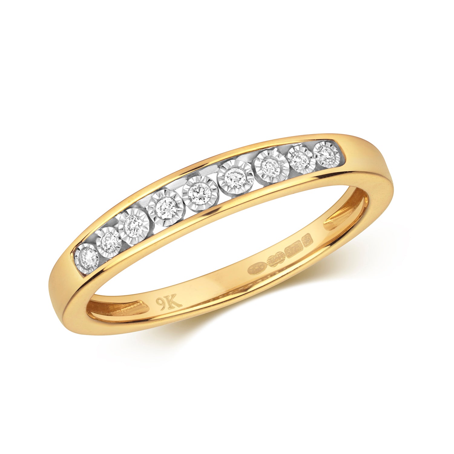 DIAMOND ILLUSION SET HALF ETERNITY RING IN 9CT GOLD
