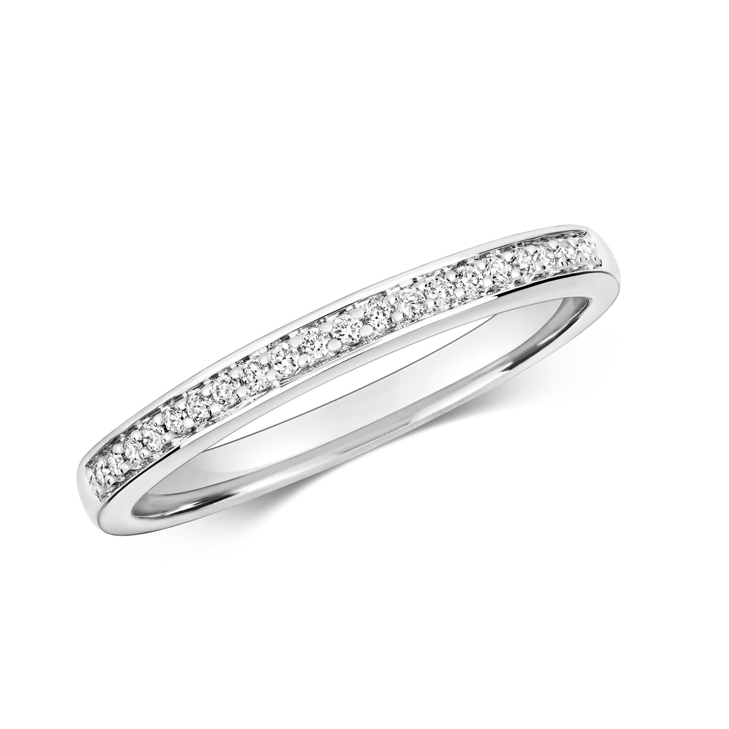 DIAMOND GRAIN SET HALF ETERNITY RING IN 9CT WHITE GOLD