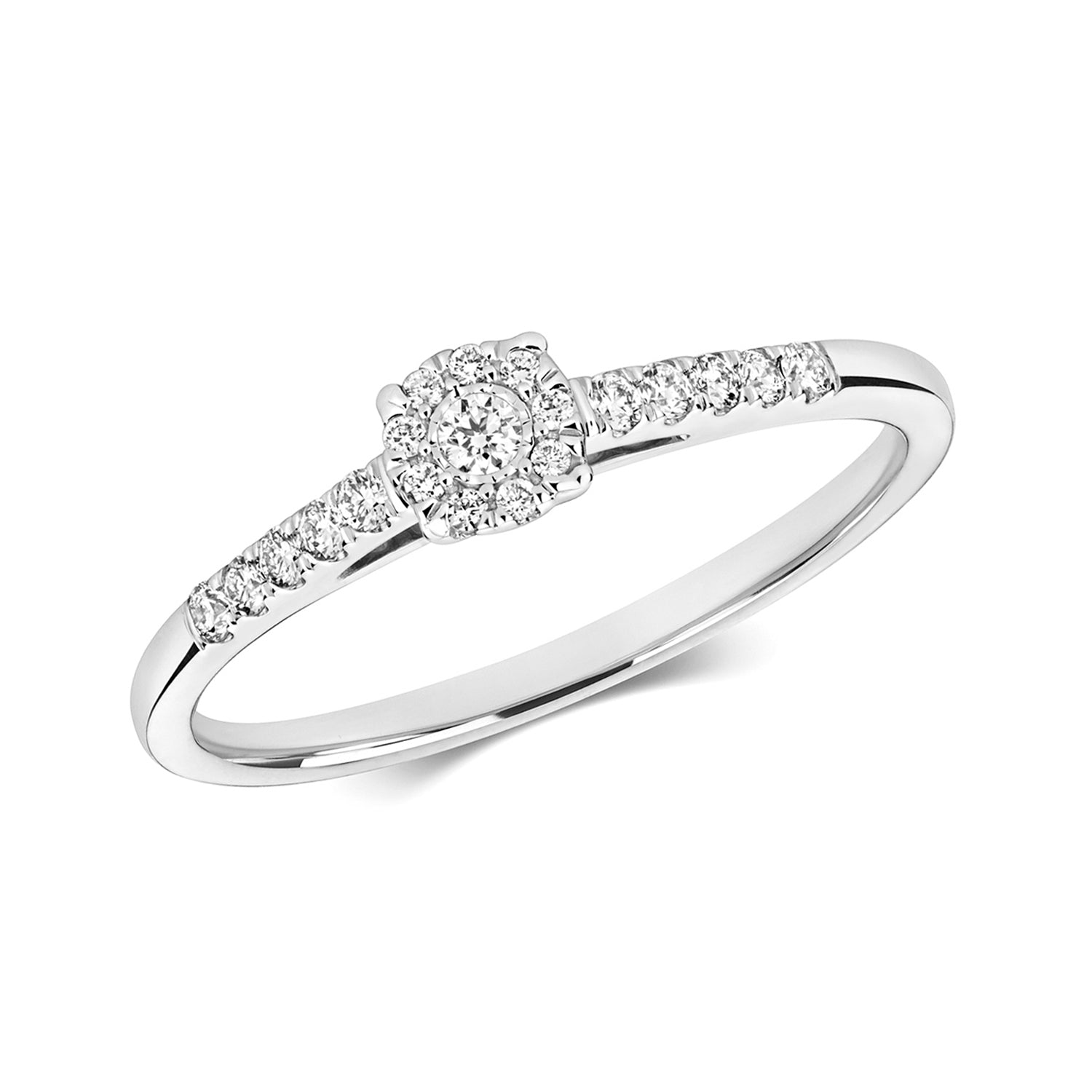 DIAMOND BRILLIANT ILLUSION SOLITAIRE RING IN 9CT WHITE GOLD