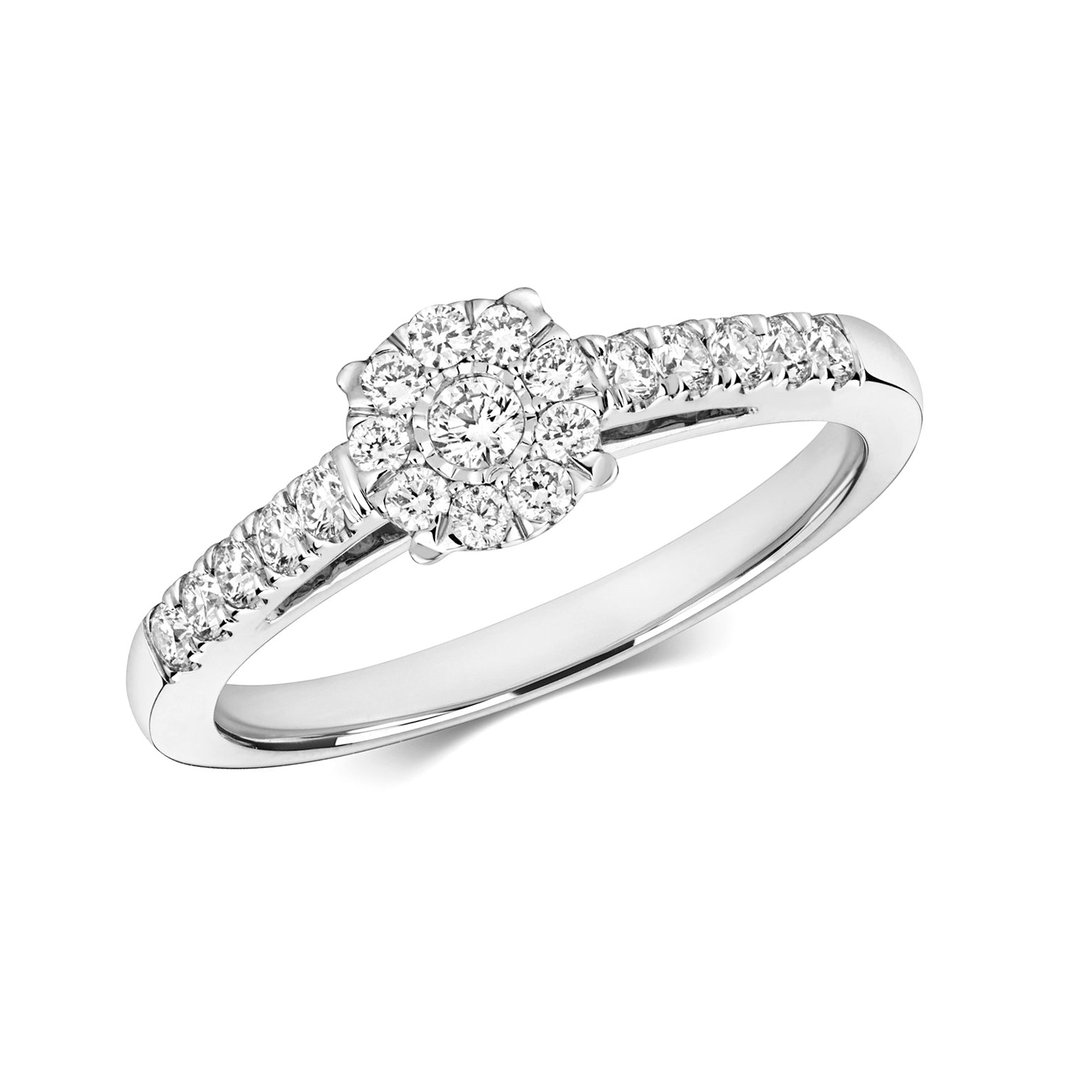 DIAMOND BRILLIANT ILLUSION SOLITAIRE RING IN 9CT WHITE GOLD