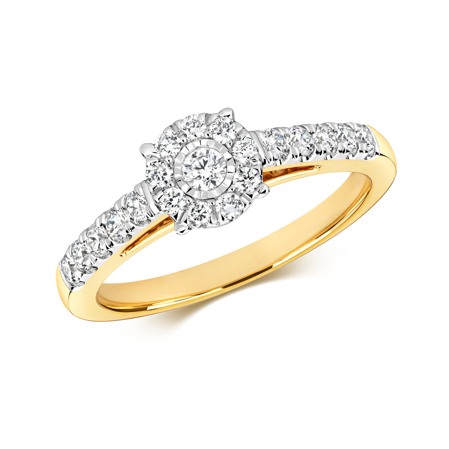 DIAMOND BRILLIANT ILLUSION SOLITAIRE RING IN 9CT GOLD