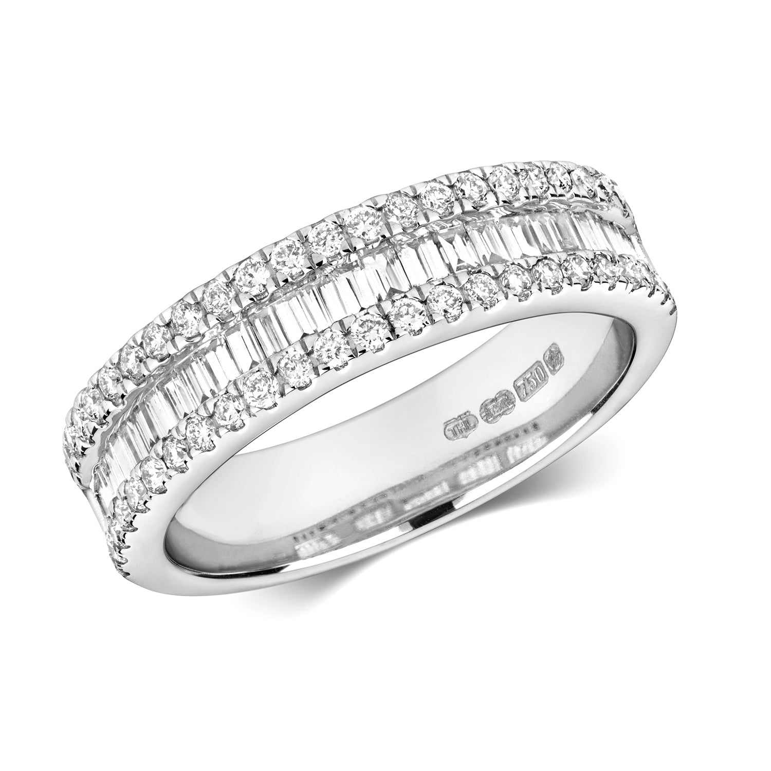 DIAMOND BAGUETE EDGE ETERNITY RING IN 18CT WHITE GOLD