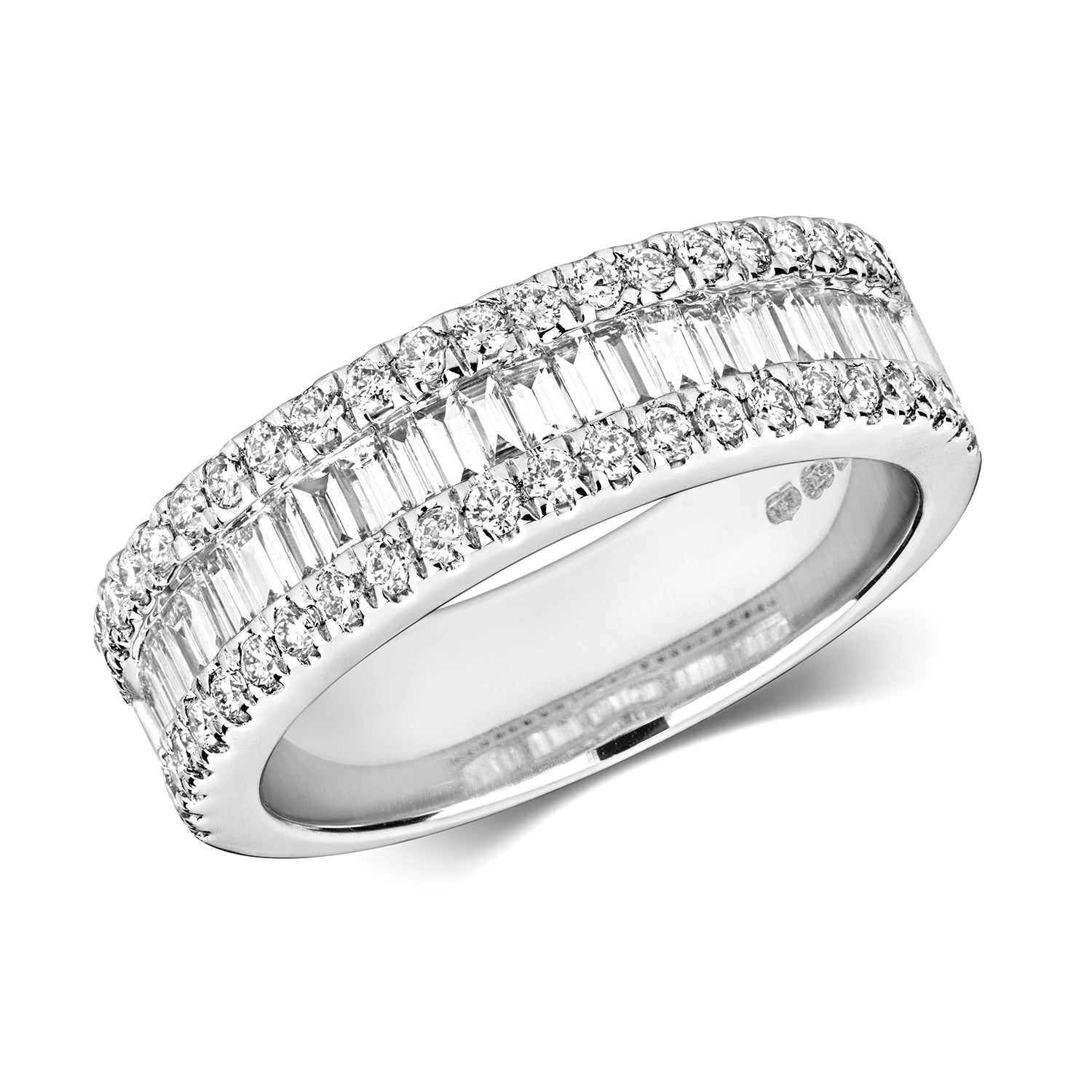 DIAMOND BAGUETE EDGE ETERNITY RING IN 18CT WHITE GOLD
