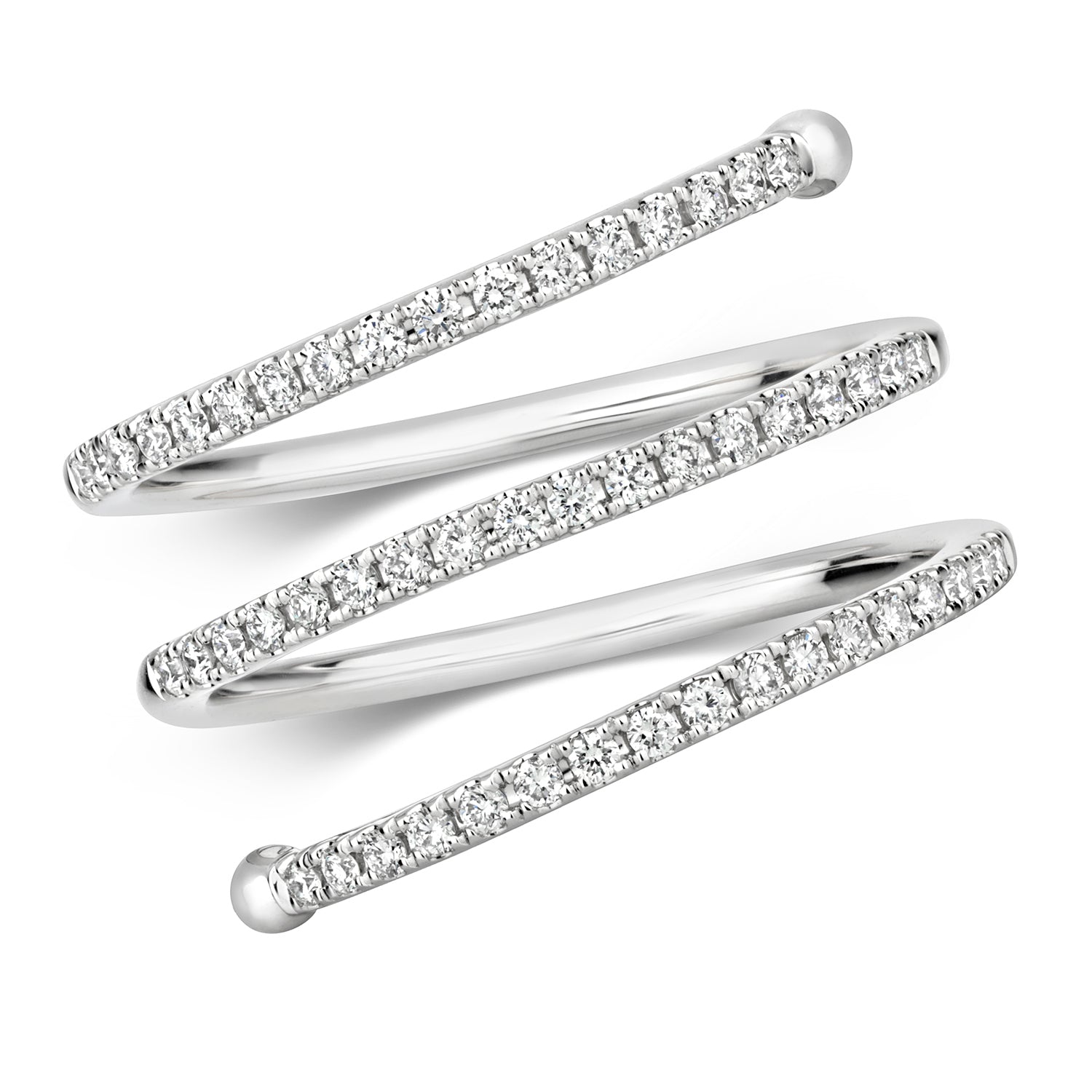 DIAMOND SPIRAL RING IN 18CT WHITE GOLD