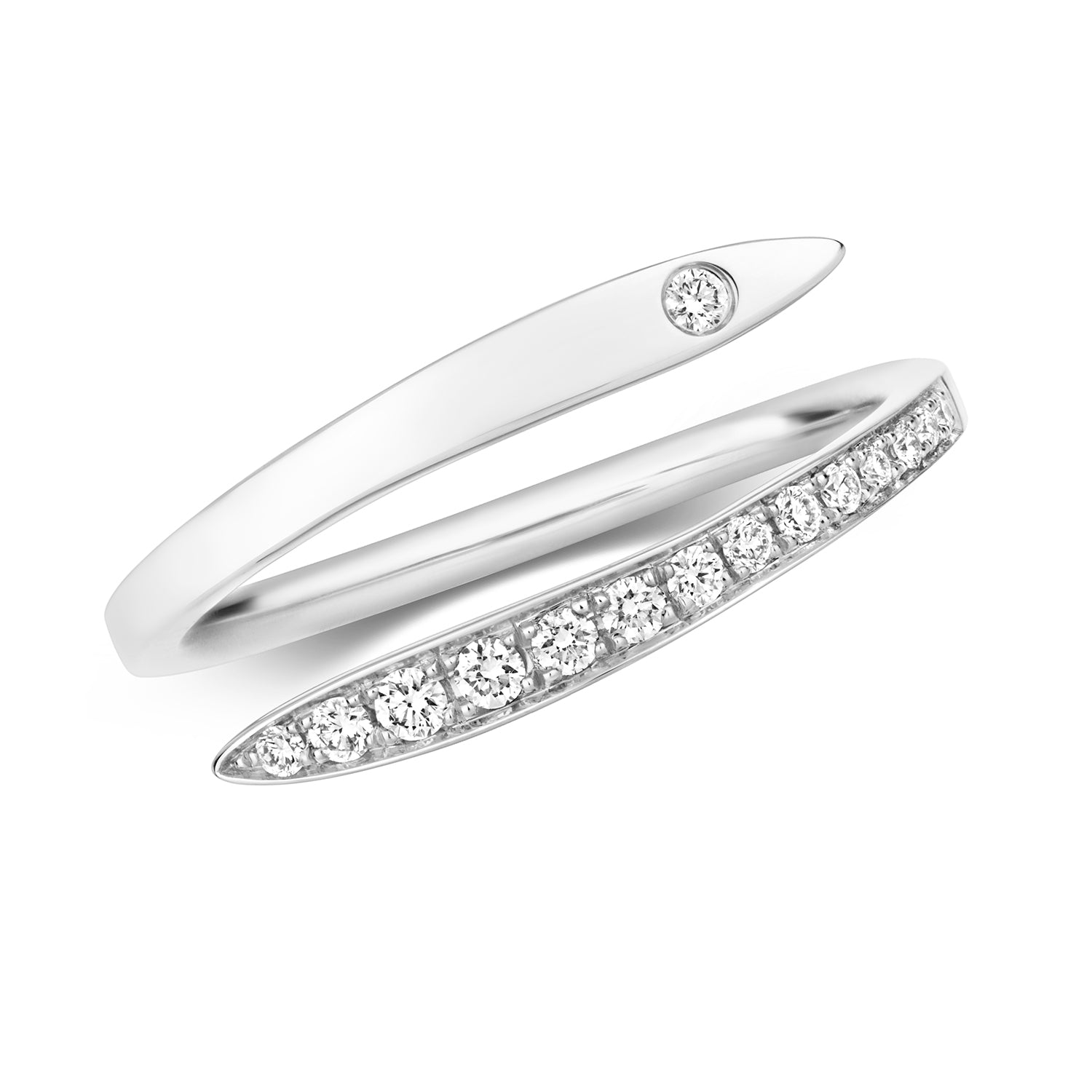 DIAMOND CROSSOVER RING IN 18CT WHITE GOLD