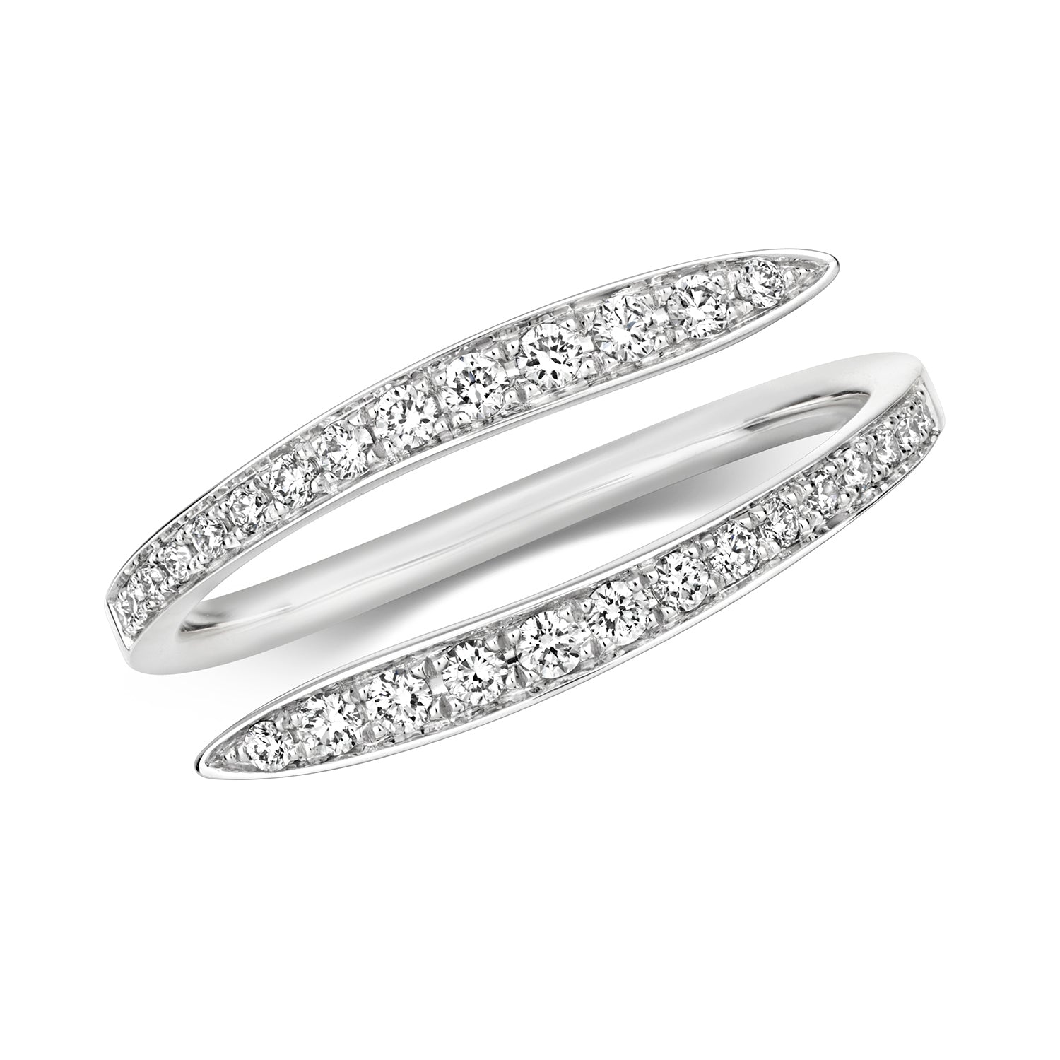 DIAMOND GRAIN SET CROSSOVER RING IN 18CT WHITE GOLD