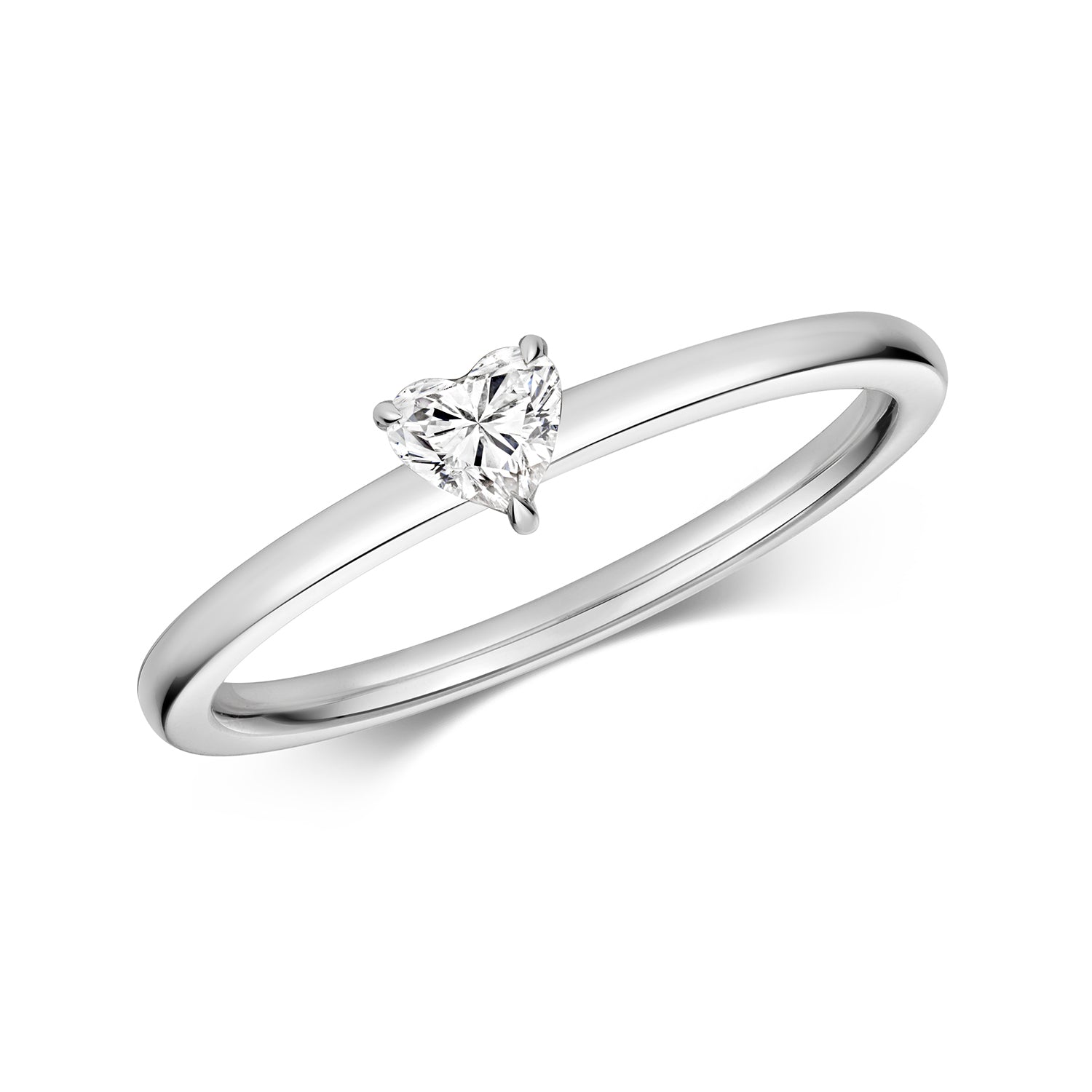 DIAMOND HEART SHAPE SOLITAIRE RING IN 18CT WHITE GOLD