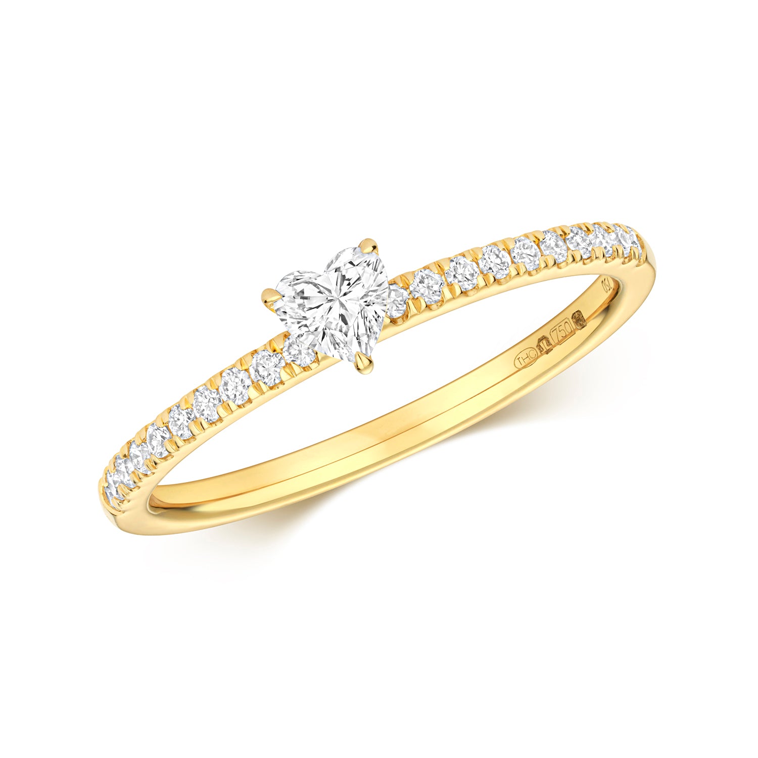 DIAMOND HEART SHAPE SOLITAIRE RING IN 18CT GOLD