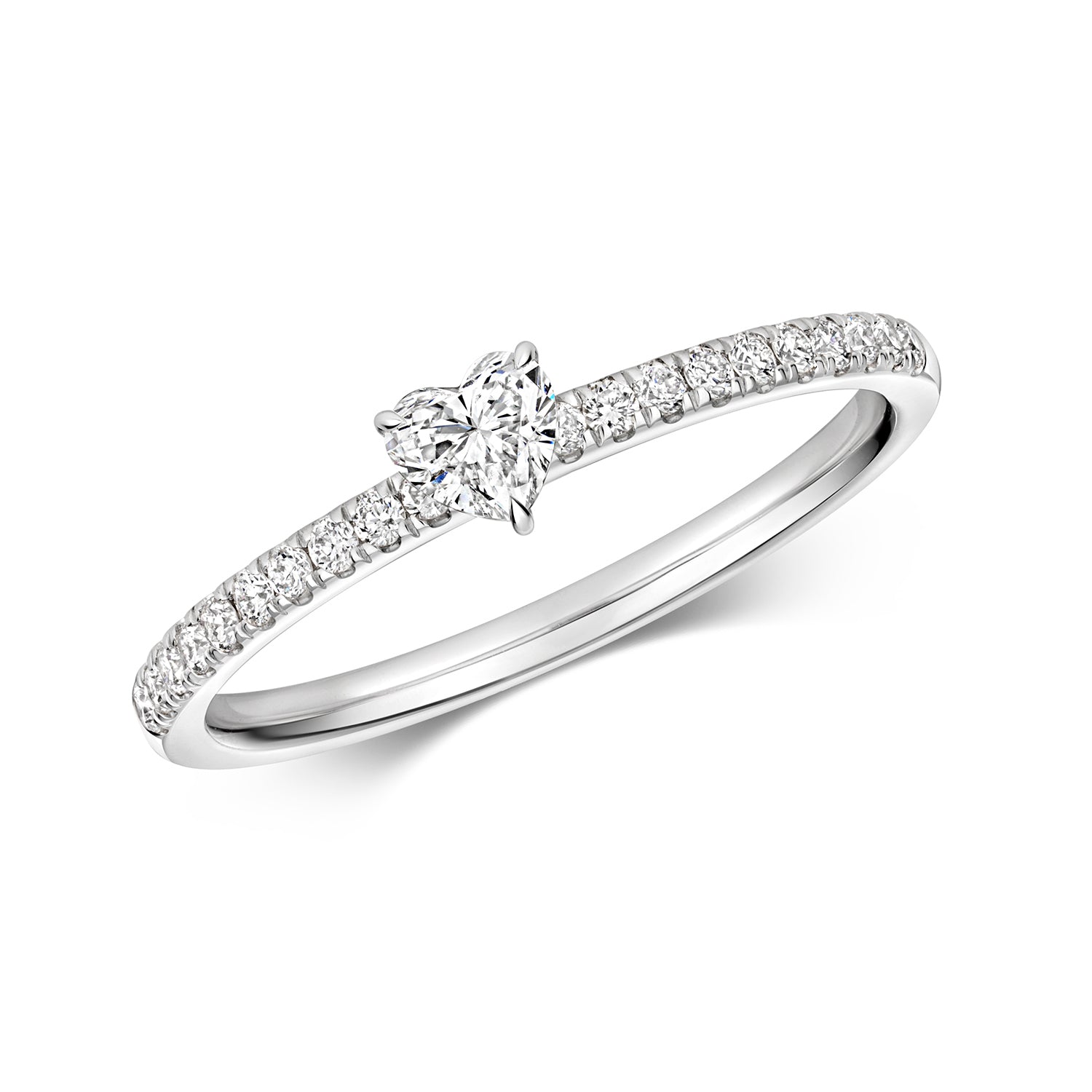 DIAMOND HEART SHAPE SOLITAIRE RING IN 18CT WHITE GOLD