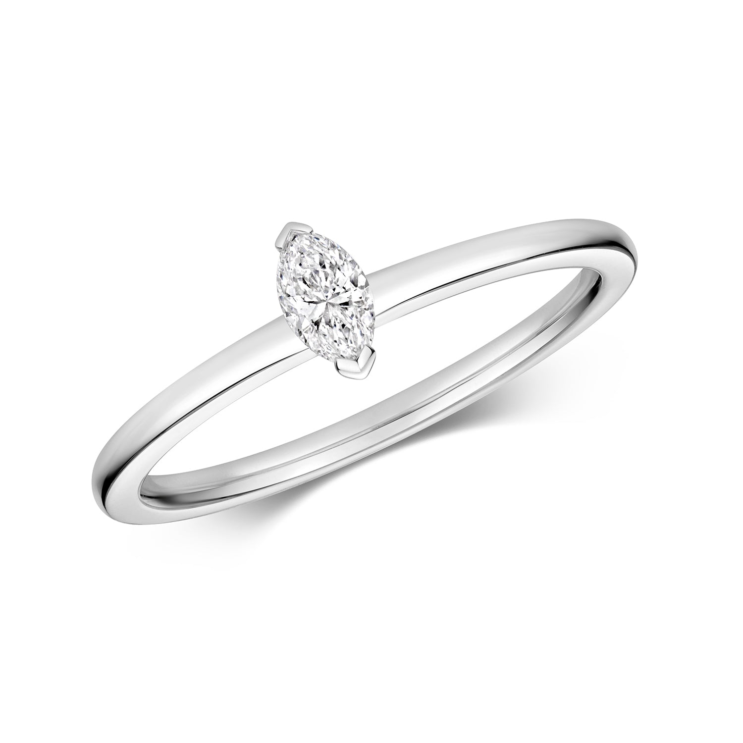 DIAMOND MARQUISE CUT SOLITAIRE RING IN 18CT WHITE GOLD