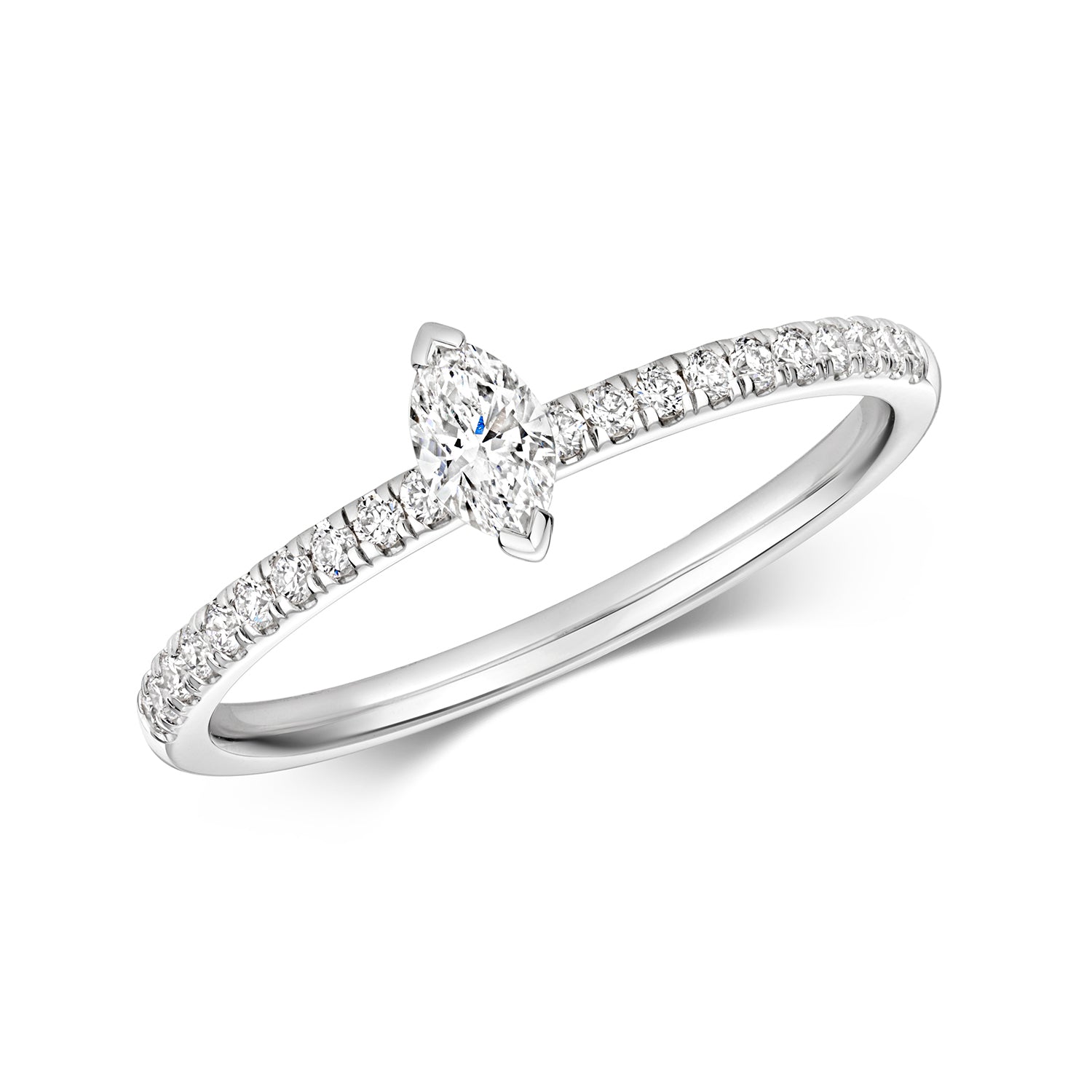 DIAMOND MARQUISE CUT SOLITAIRE RING IN 18CT WHITE GOLD
