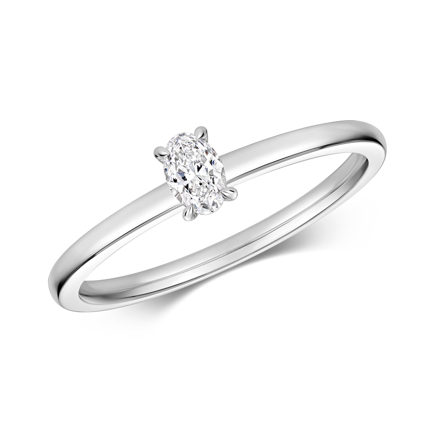 DIAMOND OVAL CUT SOLITAIRE RING IN 18CT WHITE GOLD