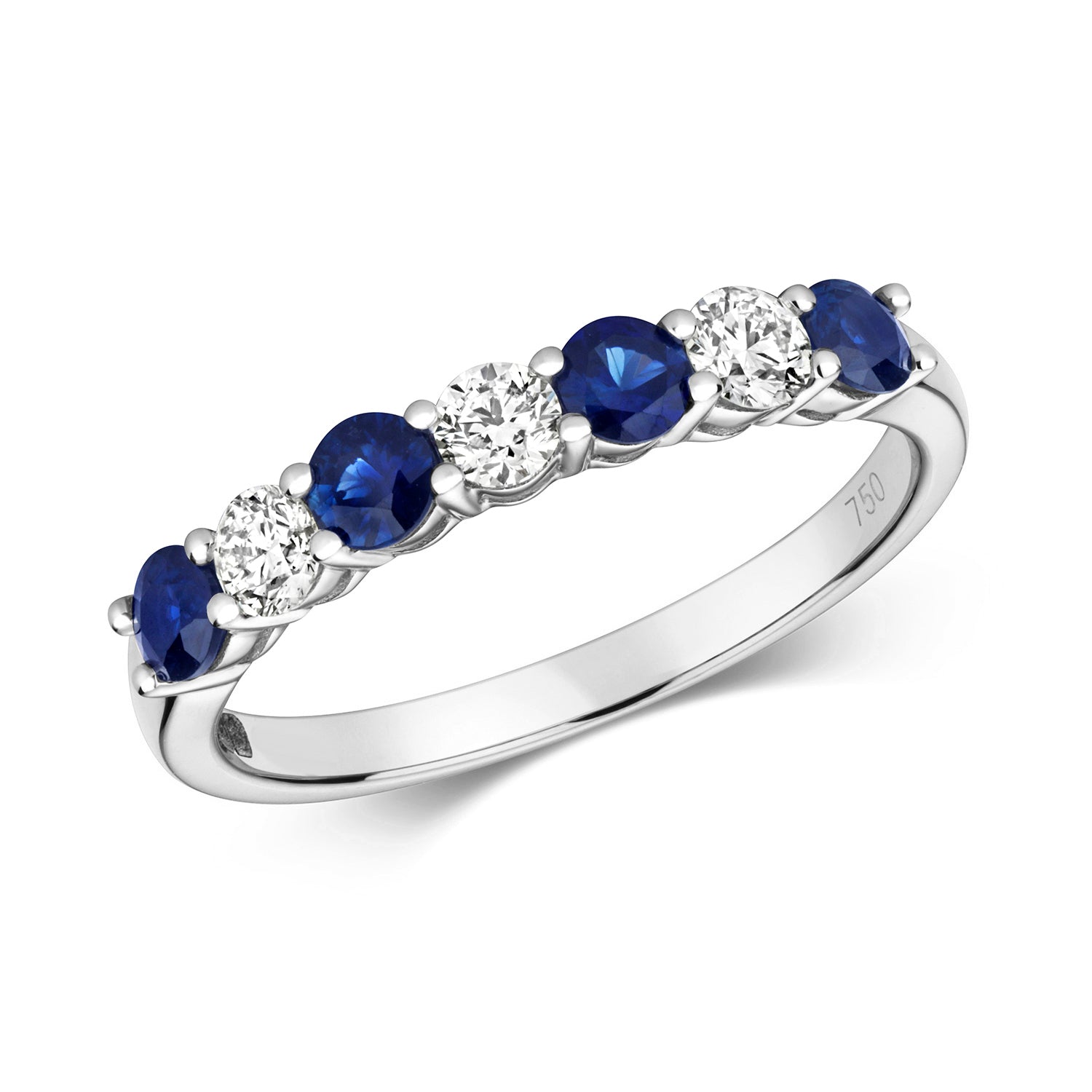 DIAMOND & SAPPHIRE CLAW SET ETERNITY RING IN 18CT WHITE GOLD