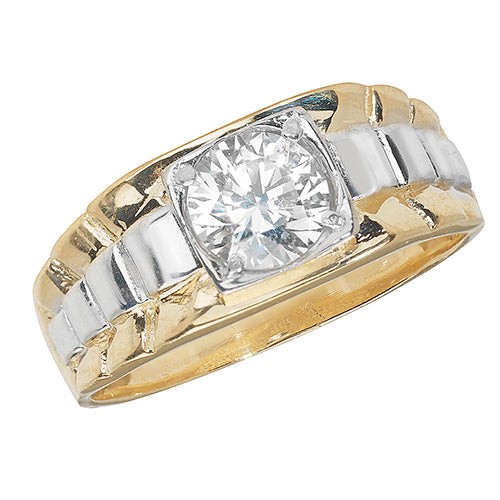 9CT GOLD GENTS' SOLITAIRE CZ RING