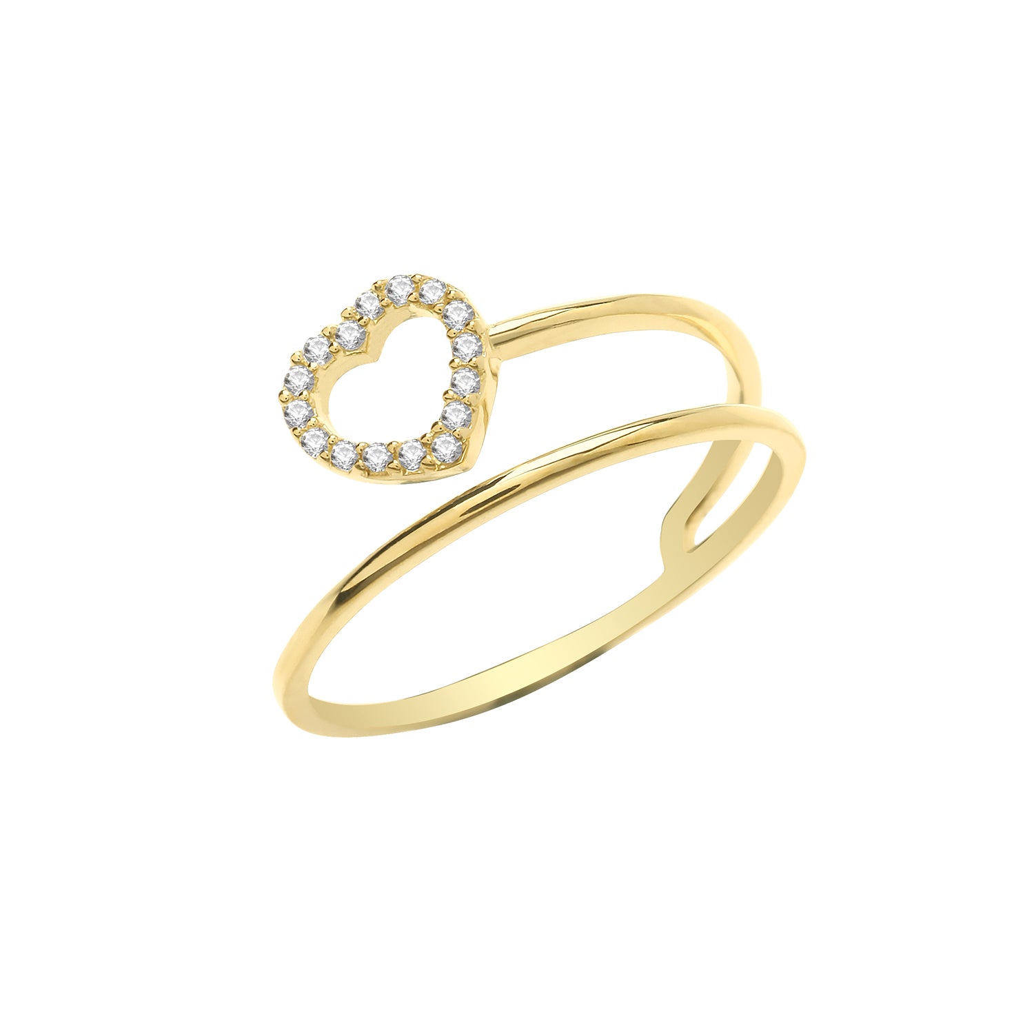 9CT GOLD CZ HEART WRAP RING