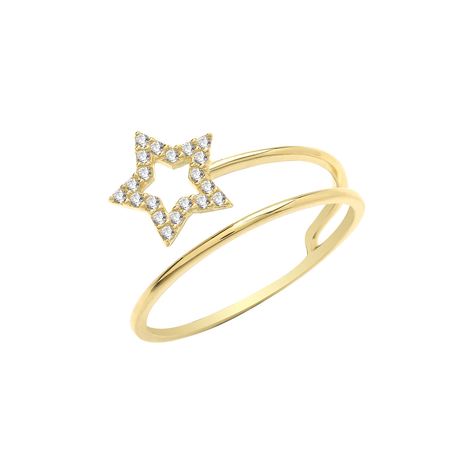9CT GOLD CZ STAR WRAP RING