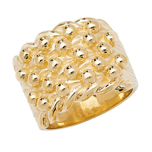 9CT GOLD GENTS' 5 ROW KEEPER RING
