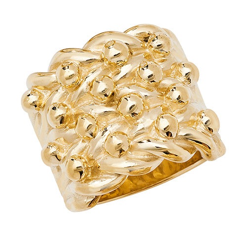 9CT GOLD GENTS' 4 ROW KEEPER RING