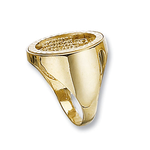 9CT GOLD HALF SOVEREIGN PLAIN COIN MOUNT RING