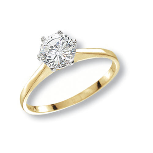 9CT GOLD SOLITAIRE CZ RING