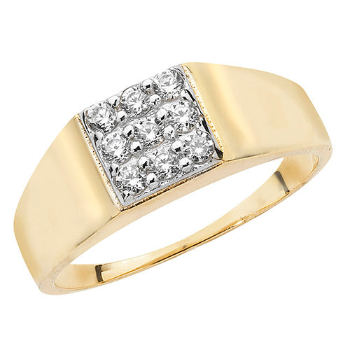 9CT GOLD MAIDENS' CZ SQUARE RING