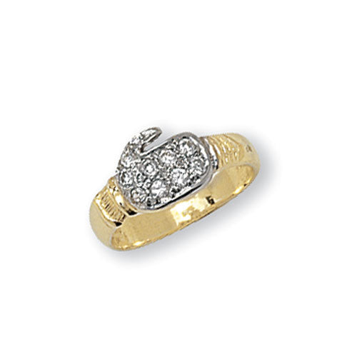 9CT GOLD BABIES' CZ BOXING GLOVE RING